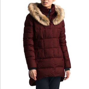 faux fur north face vest womens